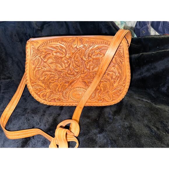 VINTAGE ROOMY SERGIO'S COLLECTION HAND TOOLED LEATHER ESPERANZA SADDLEBAG PURSE - Picture 10 of 13